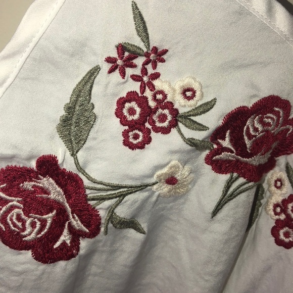 White Halter Tank w/ Rose Embroidery - Picture 3 of 3